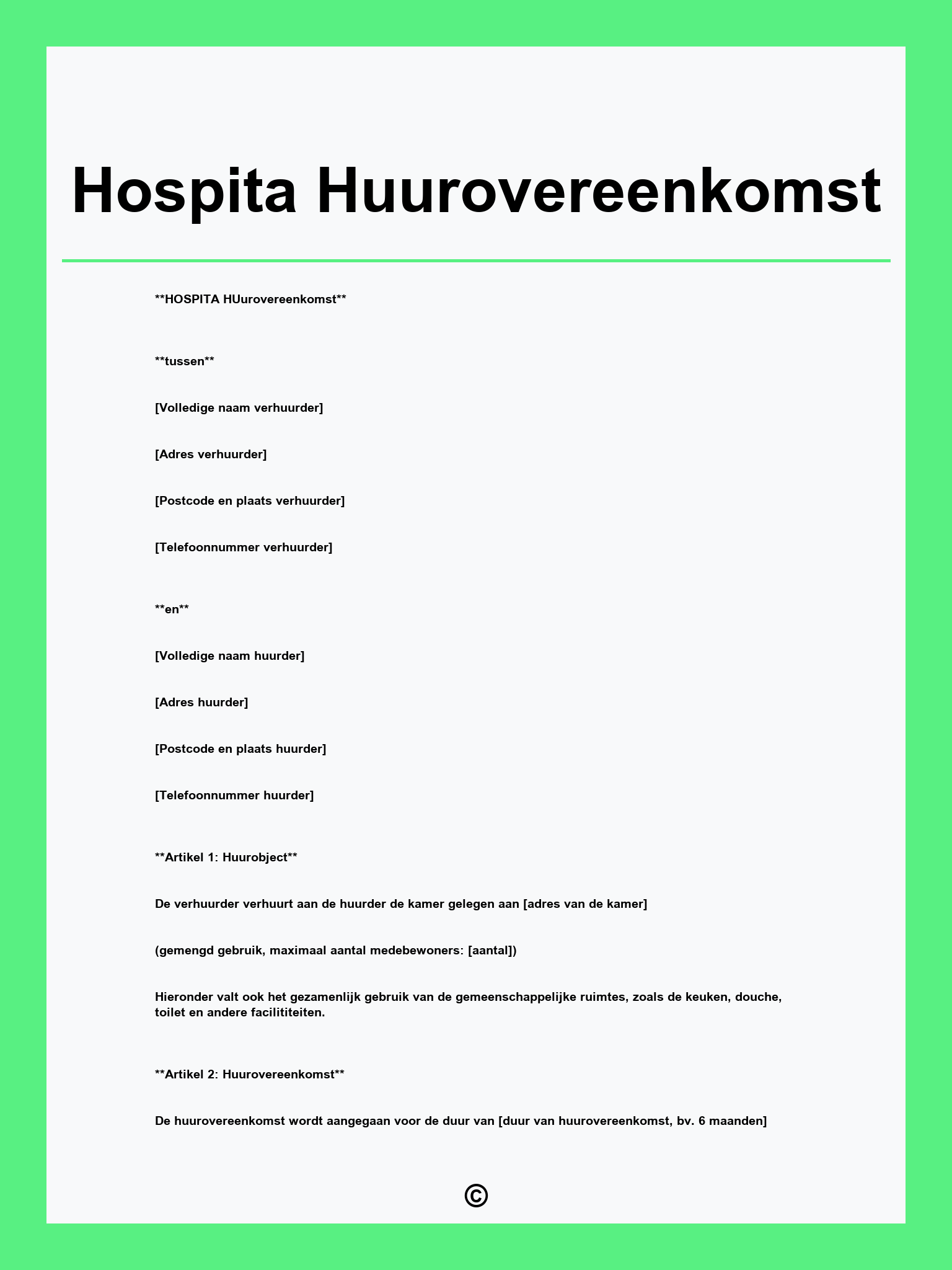 Hospita Huurovereenkomst