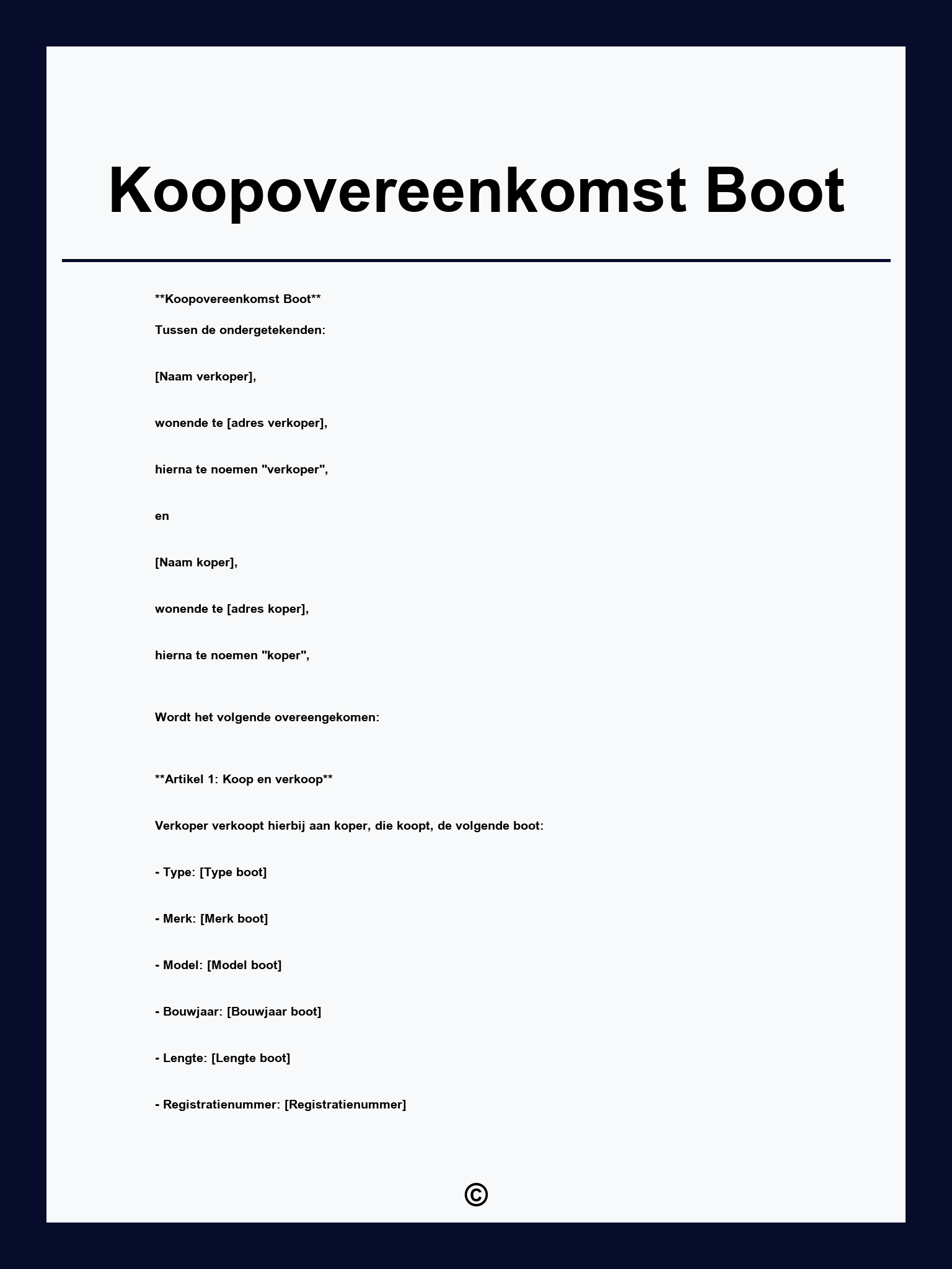 Koopovereenkomst Boot