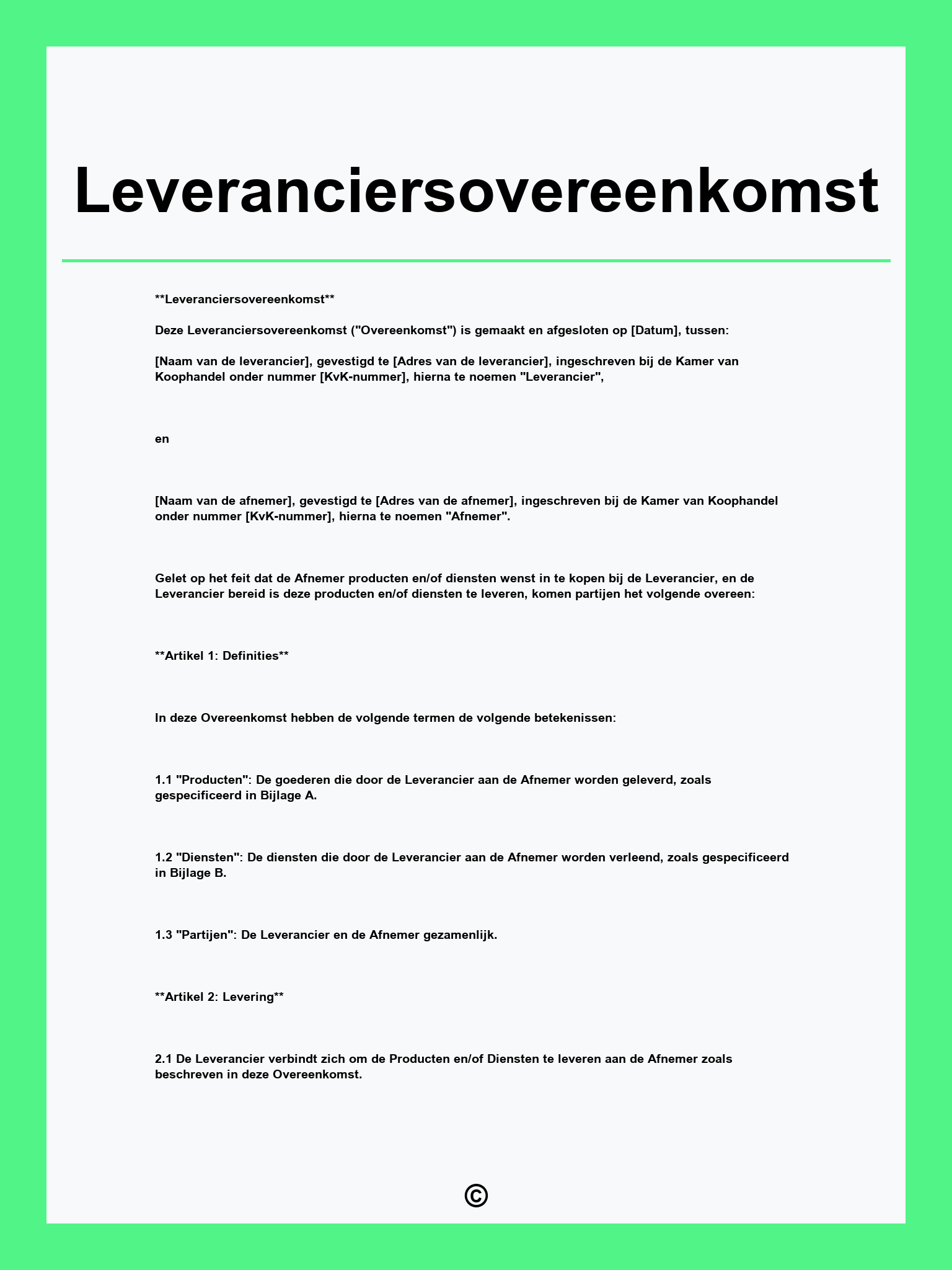 Leveranciersovereenkomst
